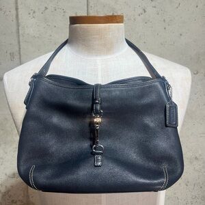 Black Leather Coach Purse Clip Bag